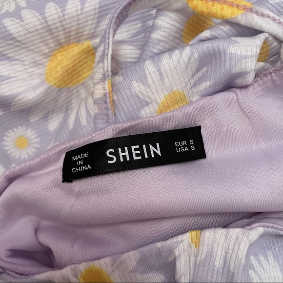 lavender with daisys ribbed mini dress - Picture 3 of 3